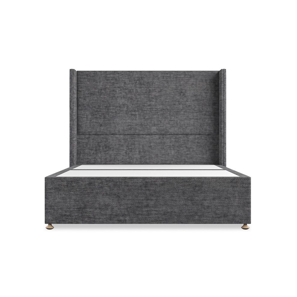 Penzance King-Size Divan Bed with Winged Headboard in Brooklyn Fabric - Asteroid Grey 3