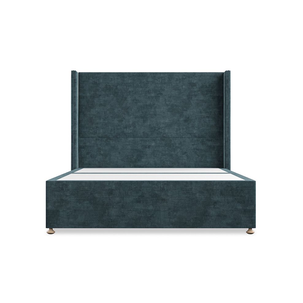 Penzance King-Size Divan Bed with Winged Headboard in Heritage Velvet - Airforce 3