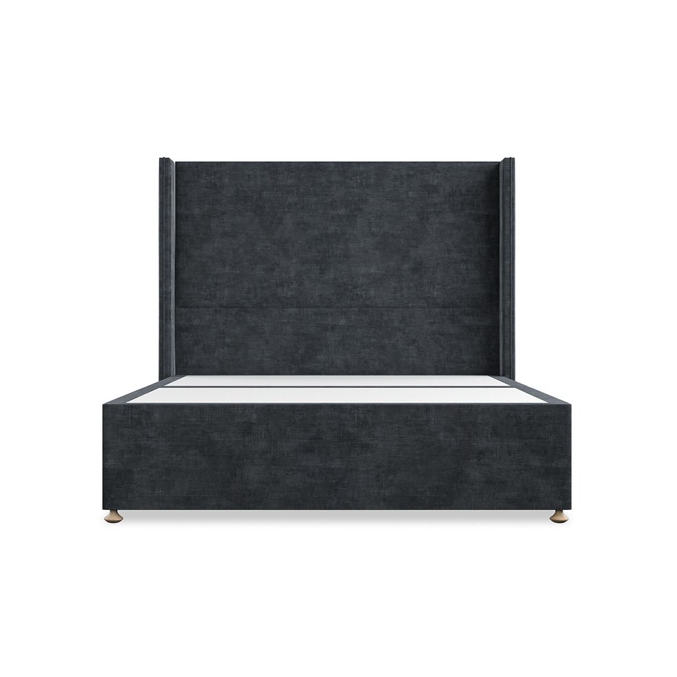 Penzance King-Size Divan Bed with Winged Headboard in Heritage Velvet - Charcoal 3