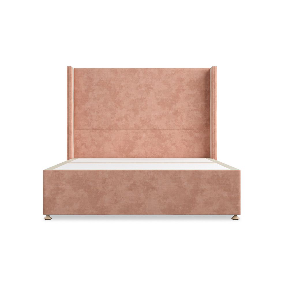 Penzance King-Size Divan Bed with Winged Headboard in Heritage Velvet - Powder Pink 3