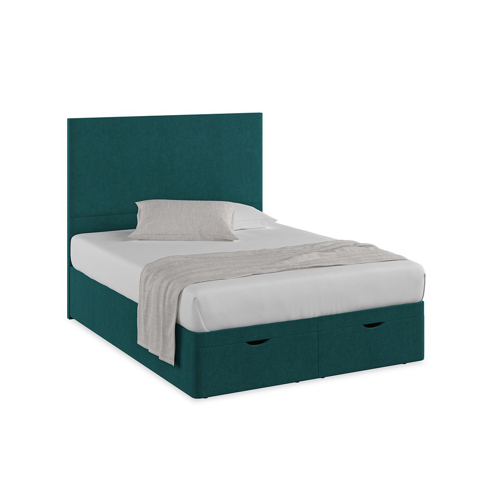 Penzance King-Size Storage Ottoman Bed in Venice Fabric - Teal 1
