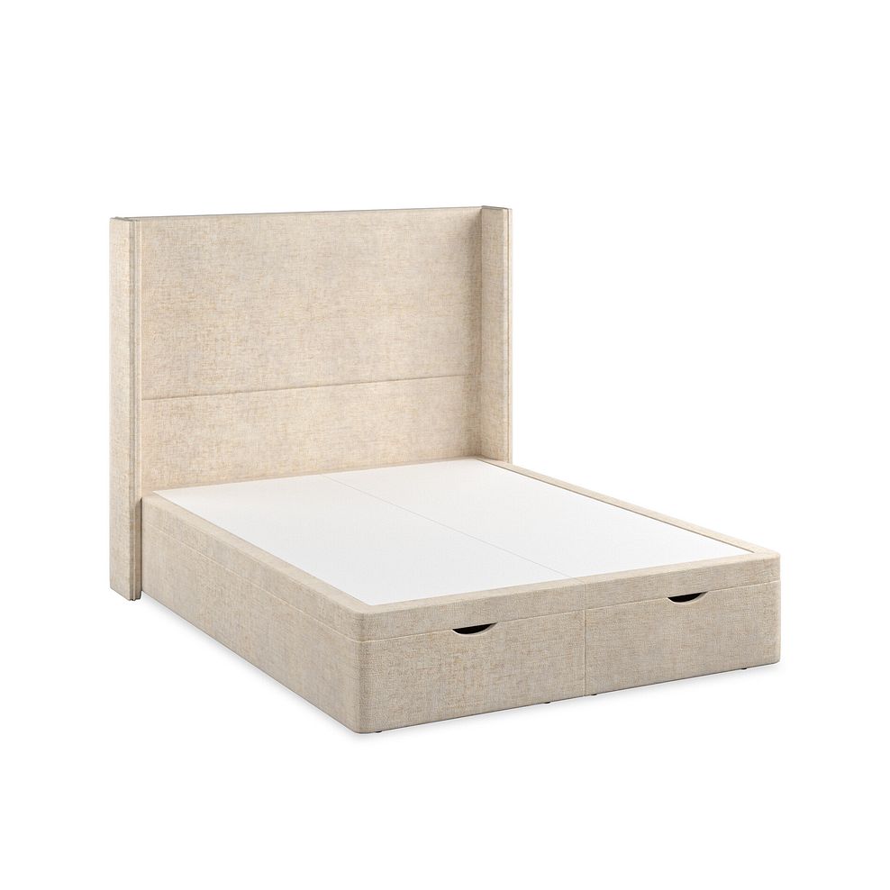 Penzance King-Size Storage Ottoman Bed with Winged Headboard in Brooklyn Fabric - Eggshell 2