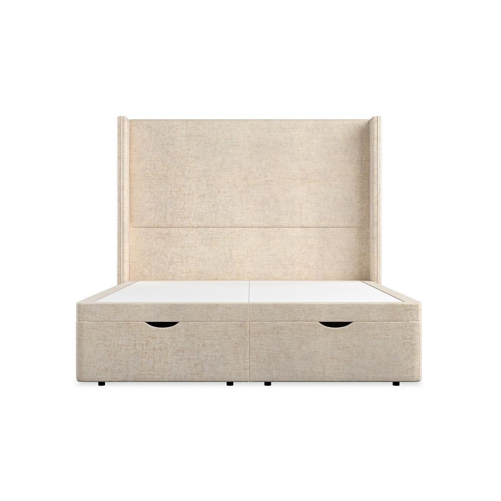 Penzance King-Size Storage Ottoman Bed with Winged Headboard in Brooklyn Fabric - Eggshell 4