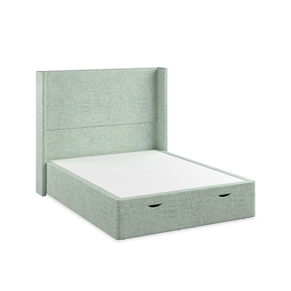 Penzance King-Size Storage Ottoman Bed with Winged Headboard in Brooklyn Fabric - Glacier 2