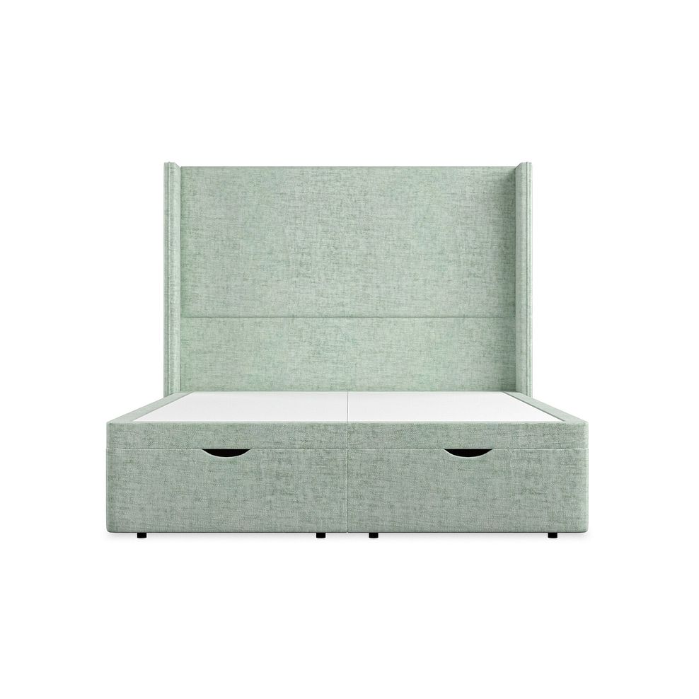 Penzance King-Size Storage Ottoman Bed with Winged Headboard in Brooklyn Fabric - Glacier 4