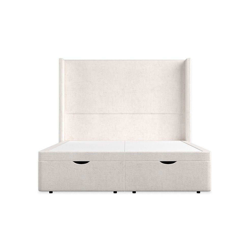 Penzance King-Size Storage Ottoman Bed with Winged Headboard in Brooklyn Fabric - Lace White 4