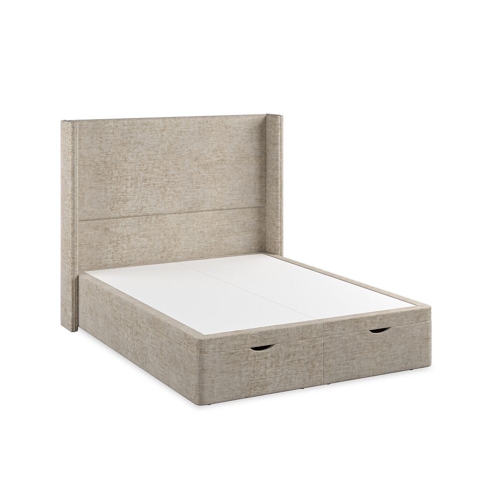 Penzance King-Size Storage Ottoman Bed with Winged Headboard in Brooklyn Fabric - Quill Grey 2