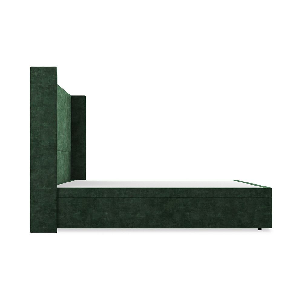 Penzance King-Size Storage Ottoman Bed with Winged Headboard in Heritage Velvet - Bottle Green 5
