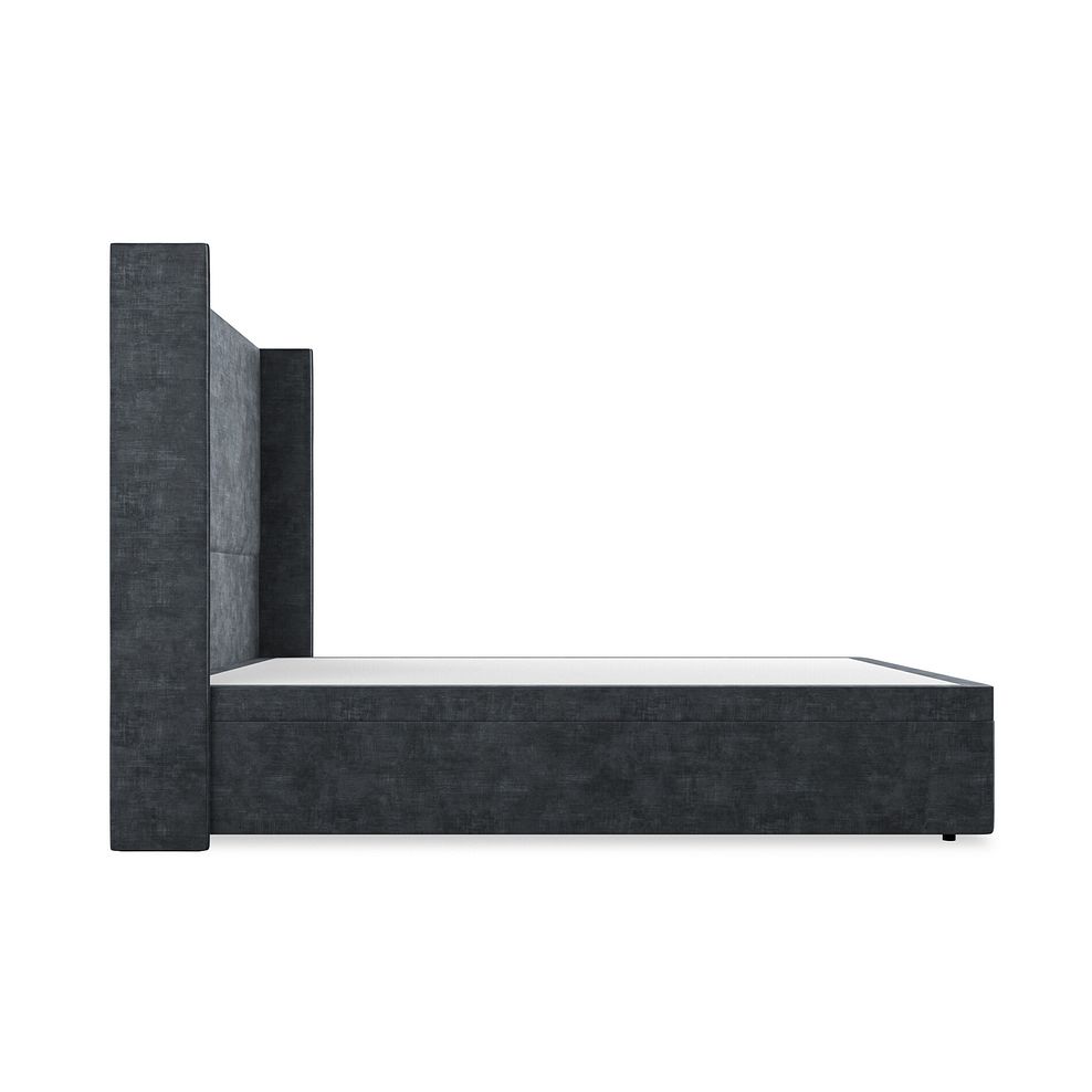 Penzance King-Size Storage Ottoman Bed with Winged Headboard in Heritage Velvet - Charcoal 5