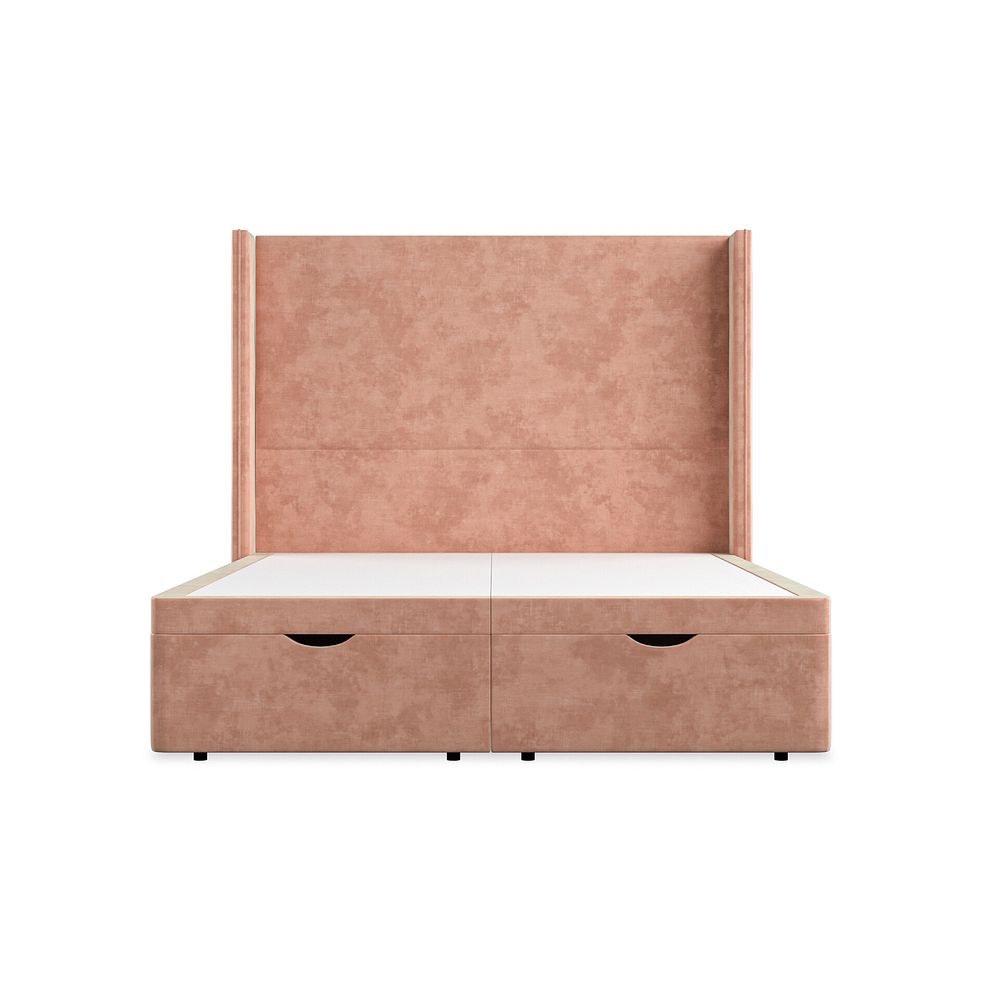 Penzance King-Size Storage Ottoman Bed with Winged Headboard in Heritage Velvet - Powder Pink 4