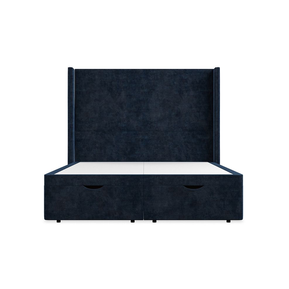 Penzance King-Size Storage Ottoman Bed with Winged Headboard in Heritage Velvet - Royal Blue 4