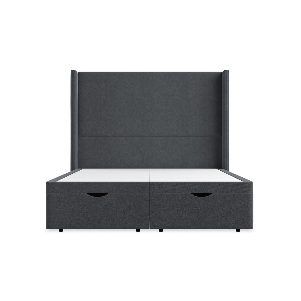 Penzance King-Size Storage Ottoman Bed with Winged Headboard in Venice Fabric - Anthracite 4