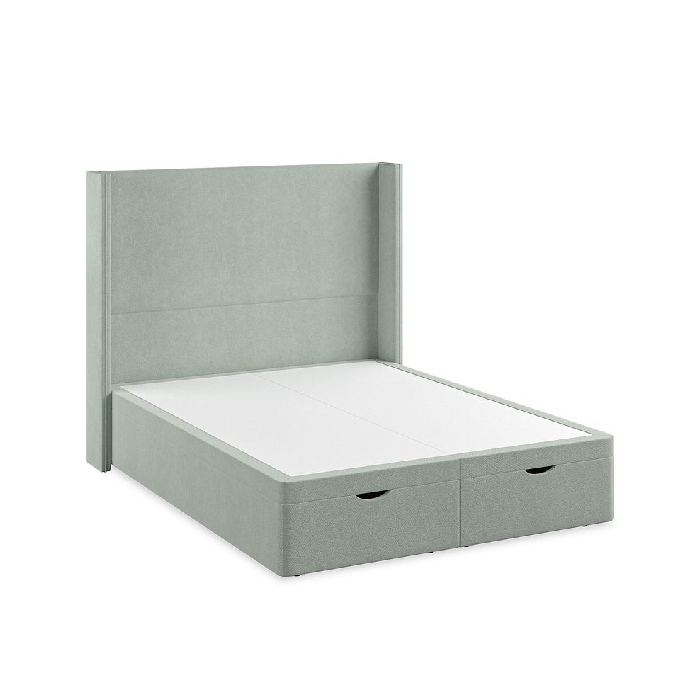 Penzance King-Size Storage Ottoman Bed with Winged Headboard in Venice Fabric - Duck Egg 2