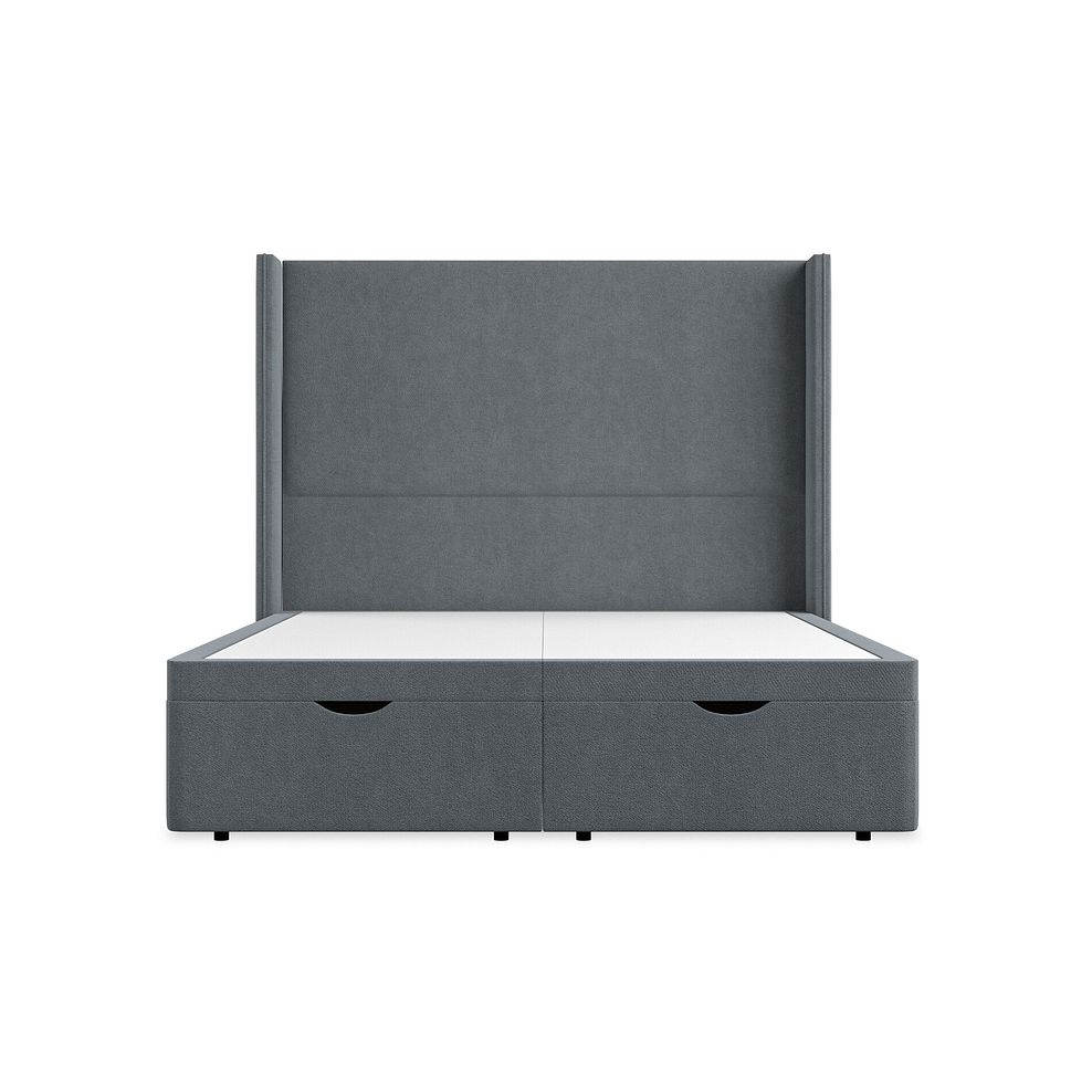 Penzance King-Size Storage Ottoman Bed with Winged Headboard in Venice Fabric - Graphite 4