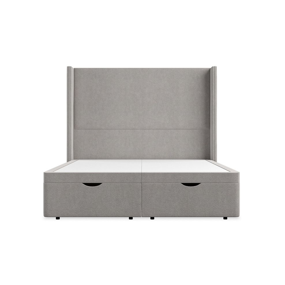 Penzance King-Size Storage Ottoman Bed with Winged Headboard in Venice Fabric - Grey 4