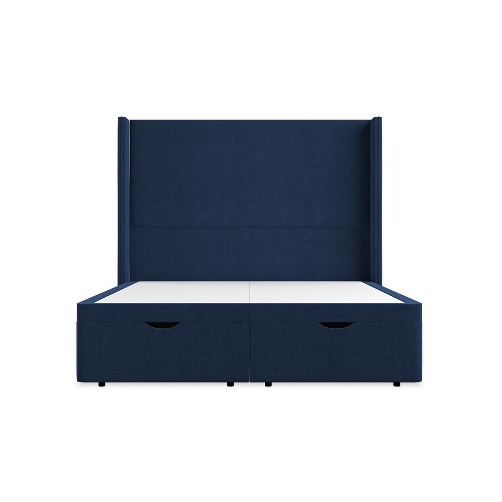 Penzance King-Size Storage Ottoman Bed with Winged Headboard in Venice Fabric - Marine 4