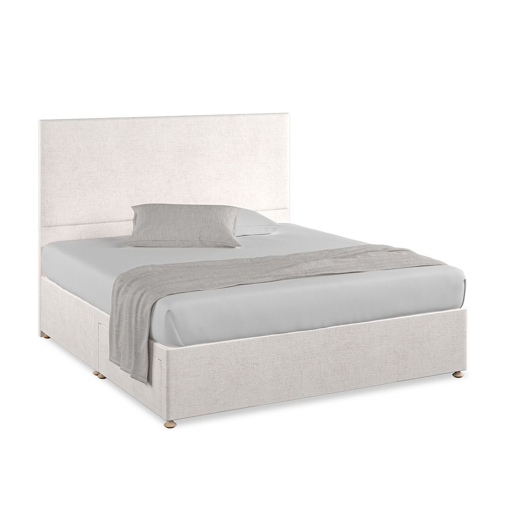 Penzance Super King-Size 2 Drawer Divan Bed in Brooklyn Fabric - Lace White 1
