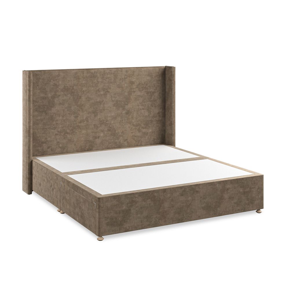 Penzance Super King-Size 2 Drawer Divan Bed with Winged Headboard in Heritage Velvet - Cedar 2