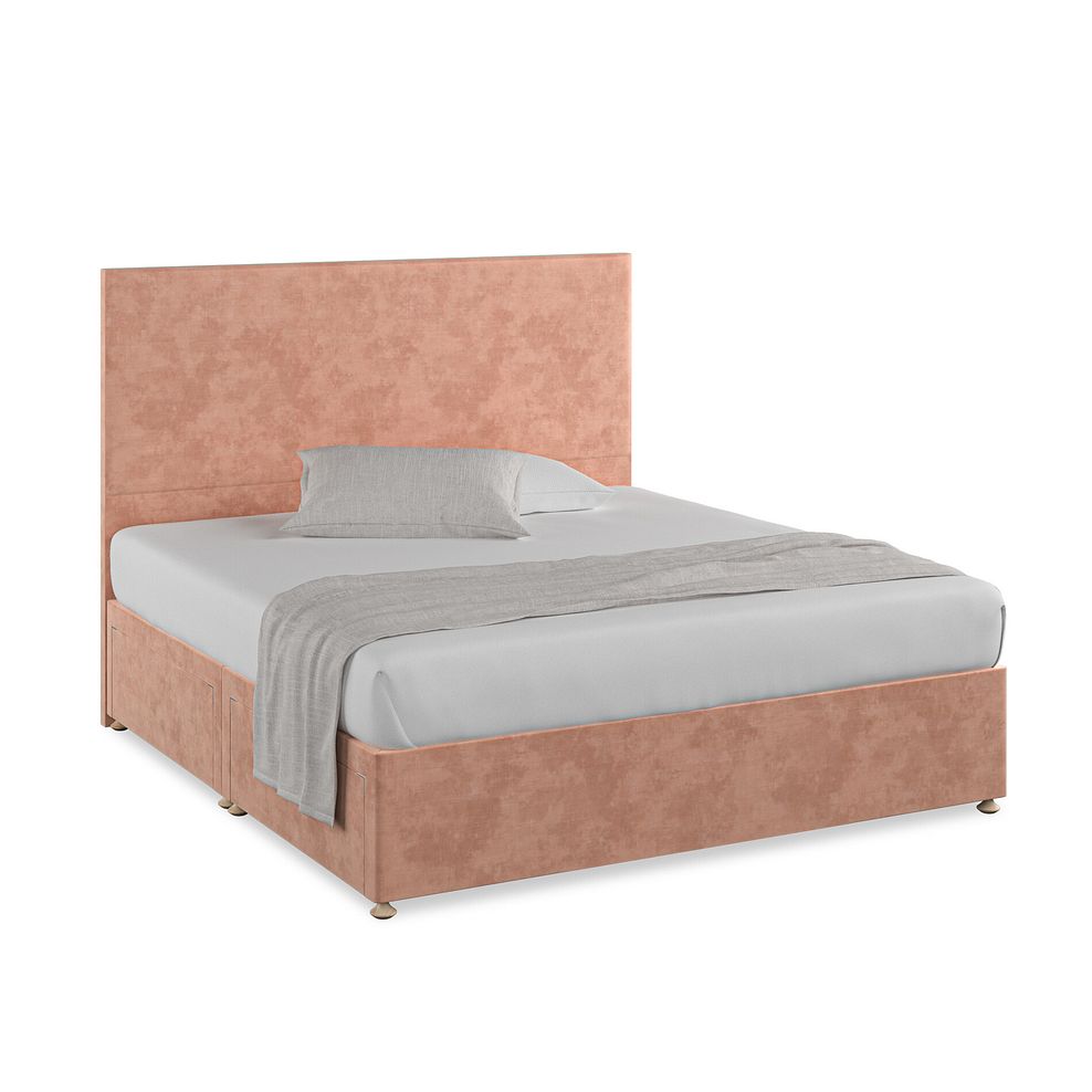 Penzance Super King-Size 4 Drawer Divan Bed in Heritage Velvet - Powder Pink 1