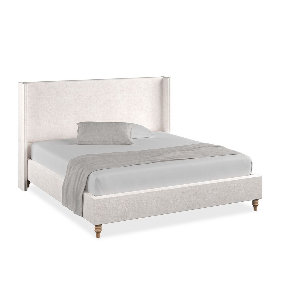 Penzance Super King-Size Bed with Winged Headboard in Brooklyn Fabric - Lace White 1