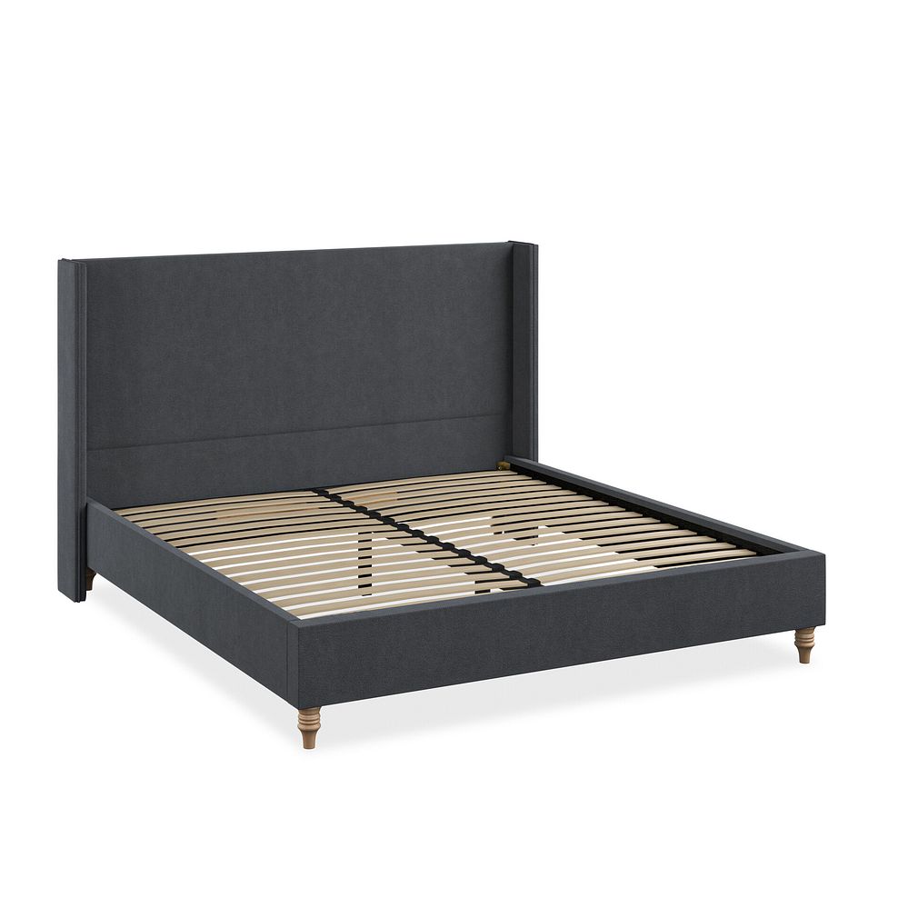 Penzance Super King-Size Bed with Winged Headboard in Venice Fabric - Anthracite 2