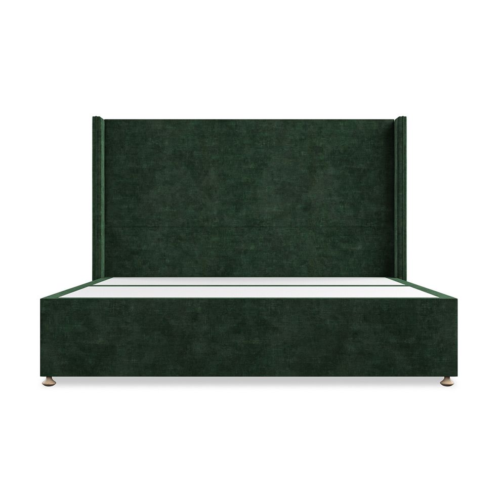 Penzance Super King-Size Divan Bed with Winged Headboard in Heritage Velvet - Bottle Green 3