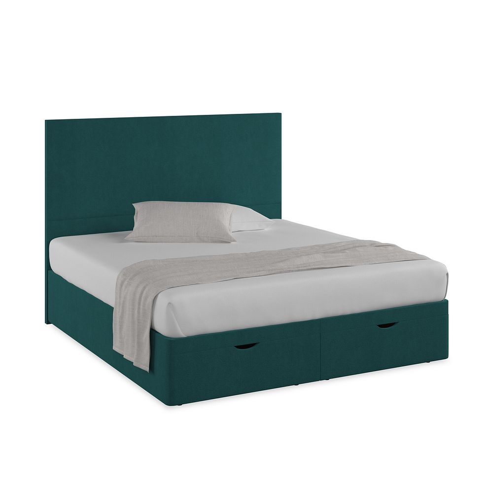 Penzance Super King-Size Storage Ottoman Bed in Venice Fabric - Teal 1