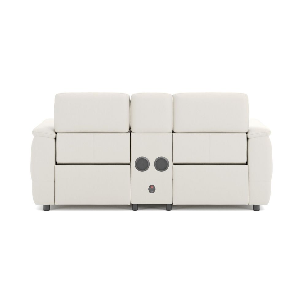 Phoenix 2 Seater Power Recliner Console Sofa with Smart Screen and Speakers in  Bone China Leather 6