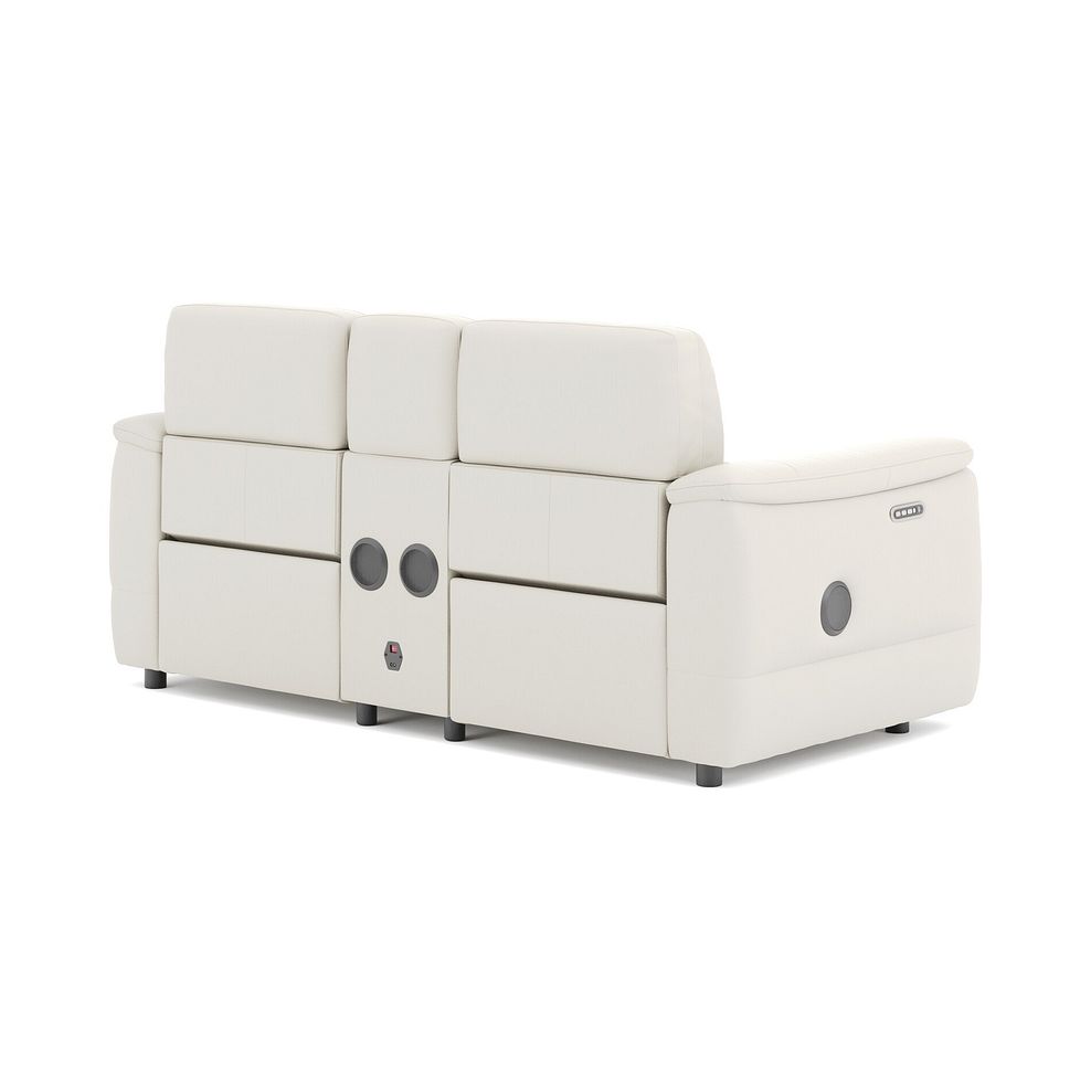 Phoenix 2 Seater Power Recliner Console Sofa with Smart Screen and Speakers in  Bone China Leather 5