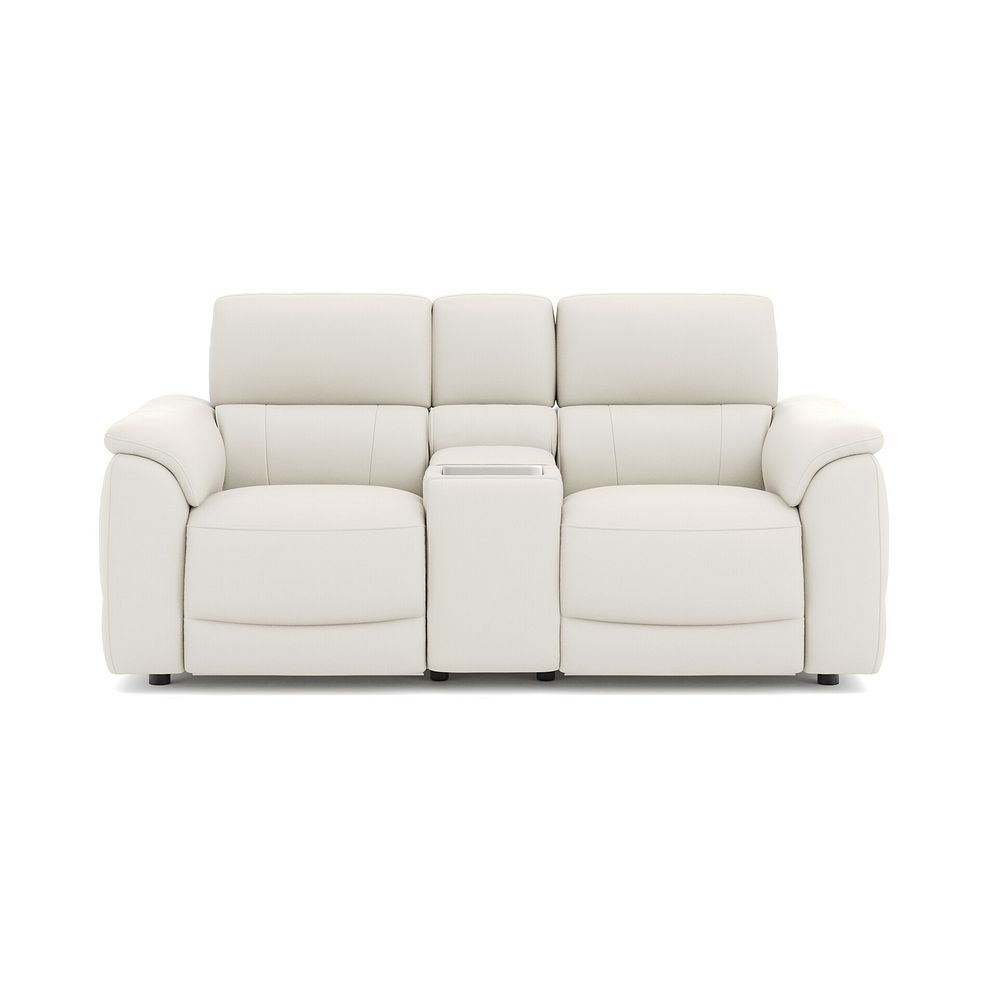 Phoenix 2 Seater Power Recliner Console Sofa with Smart Screen and Speakers in  Bone China Leather 2