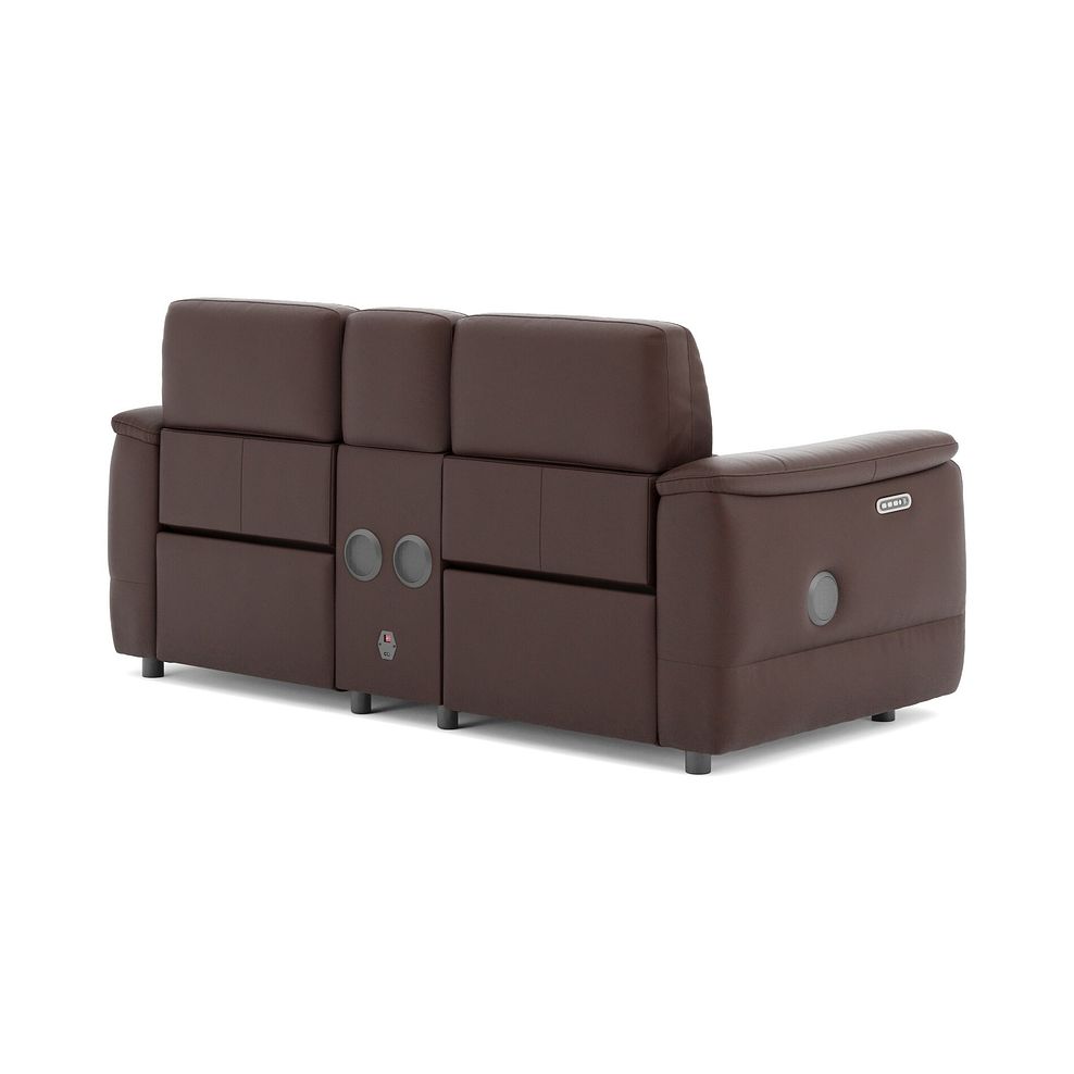 Phoenix 2 Seater Power Recliner Console Sofa with Smart Screen and Speakers in  Chestnut Leather 5