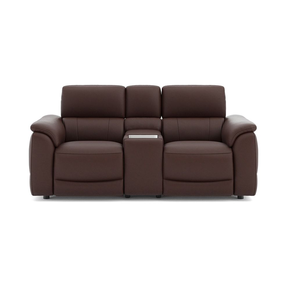 Phoenix 2 Seater Power Recliner Console Sofa with Smart Screen and Speakers in  Chestnut Leather 2