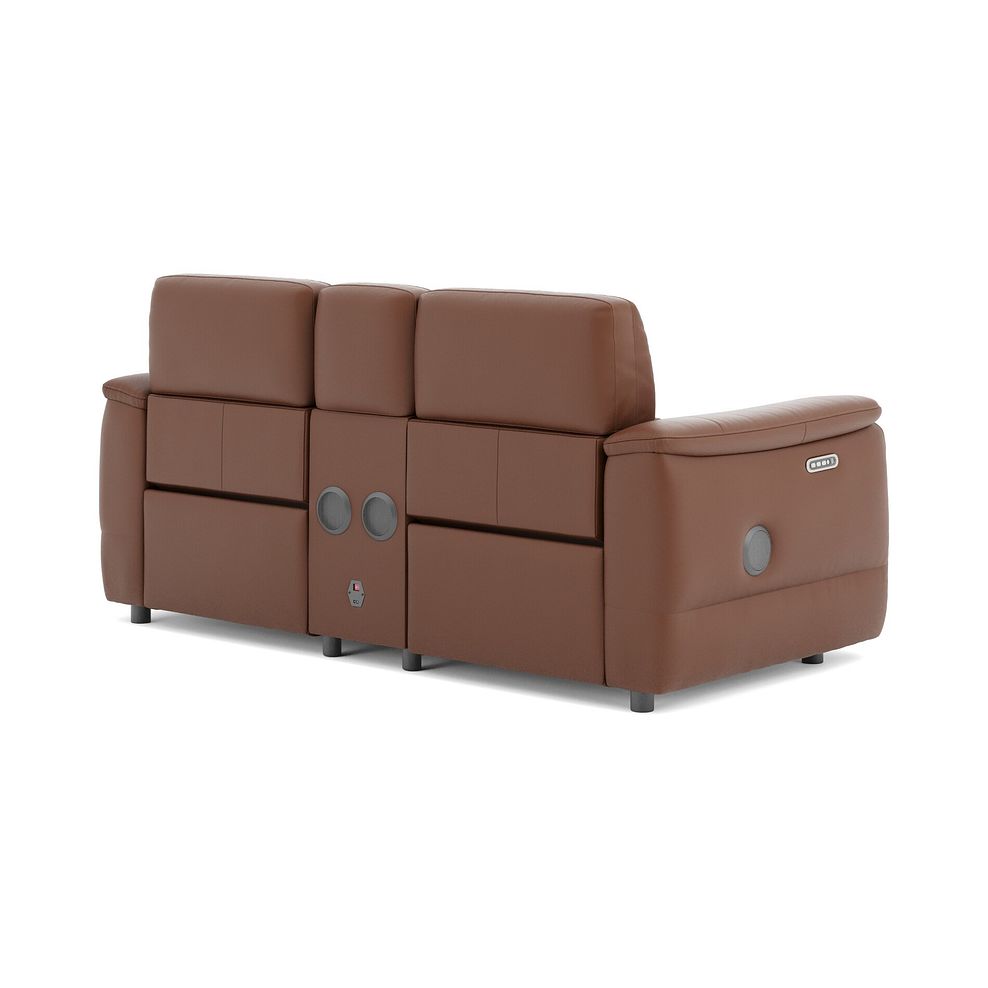 Phoenix 2 Seater Power Recliner Console Sofa with Smart Screen and Speakers in  Cognac Leather 5