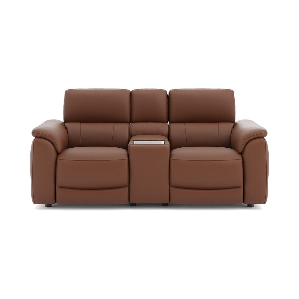 Phoenix 2 Seater Power Recliner Console Sofa with Smart Screen and Speakers in  Cognac Leather 2