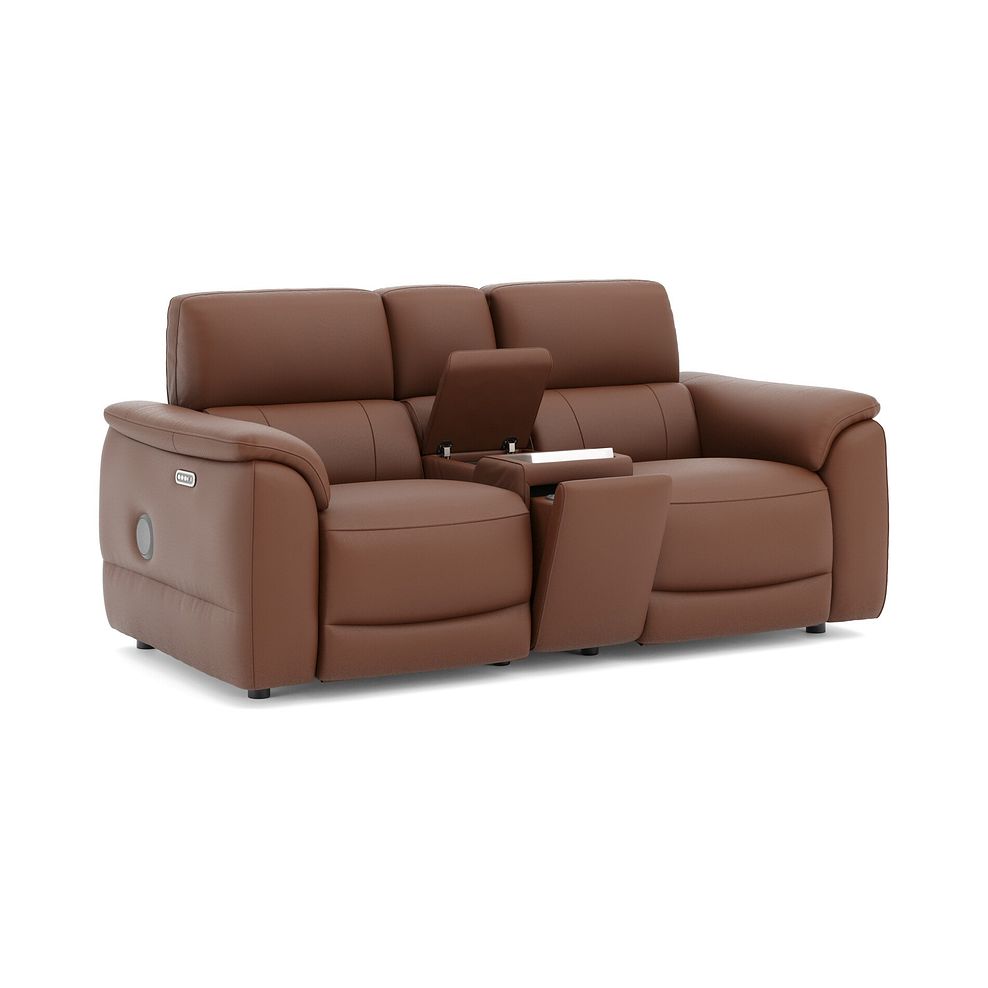 Phoenix 2 Seater Power Recliner Console Sofa with Smart Screen and Speakers in  Cognac Leather 3