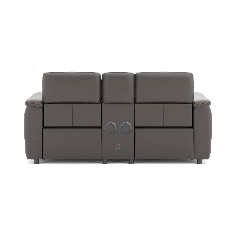 Phoenix 2 Seater Power Recliner Console Sofa with Smart Screen and Speakers in  Elephant Grey Leather 6