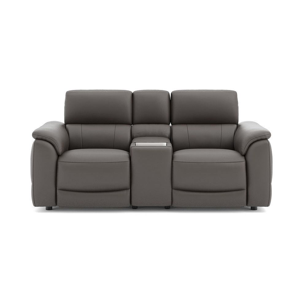 Phoenix 2 Seater Power Recliner Console Sofa with Smart Screen and Speakers in  Elephant Grey Leather 2