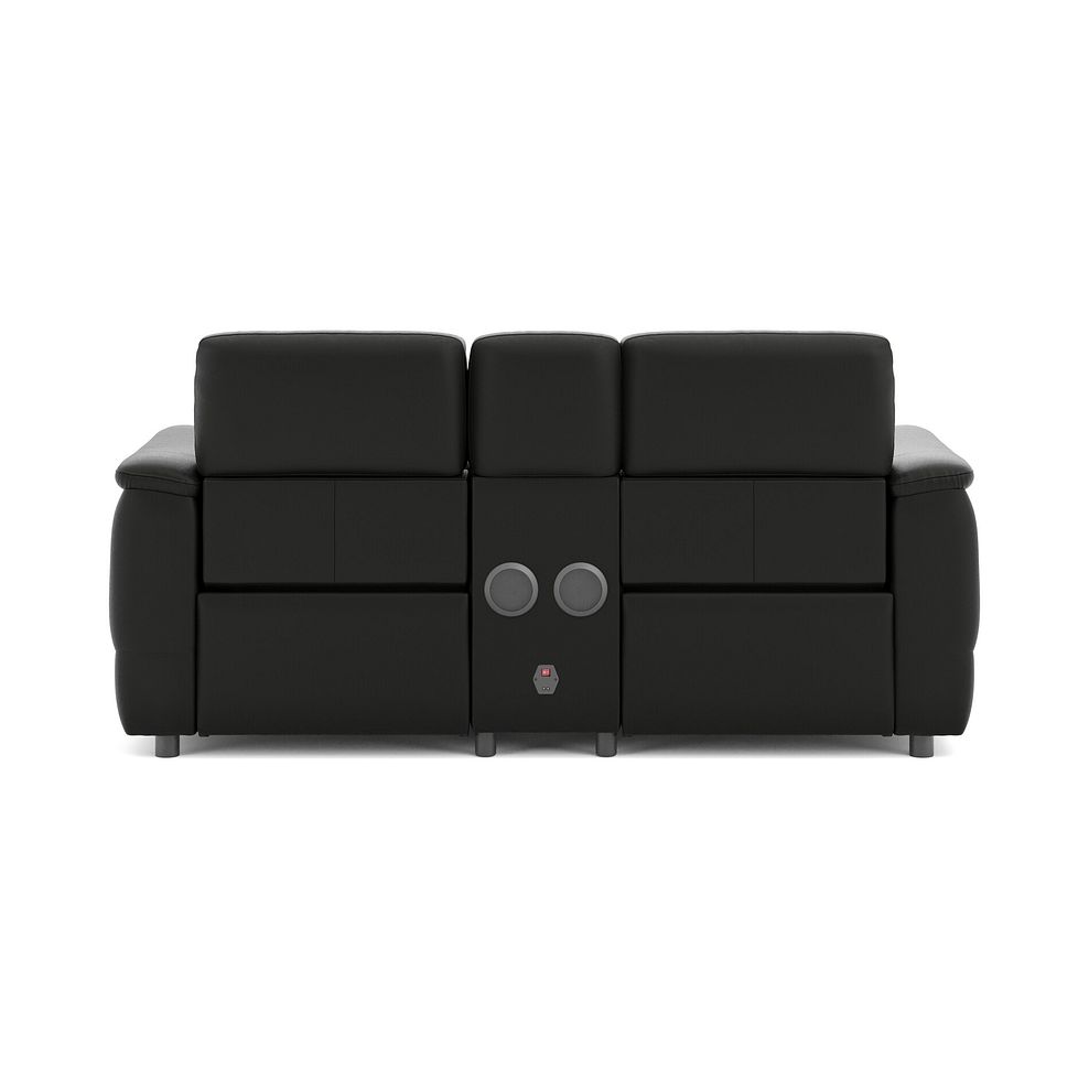 Phoenix 2 Seater Power Recliner Console Sofa with Smart Screen and Speakers in  Jet Black Leather 6