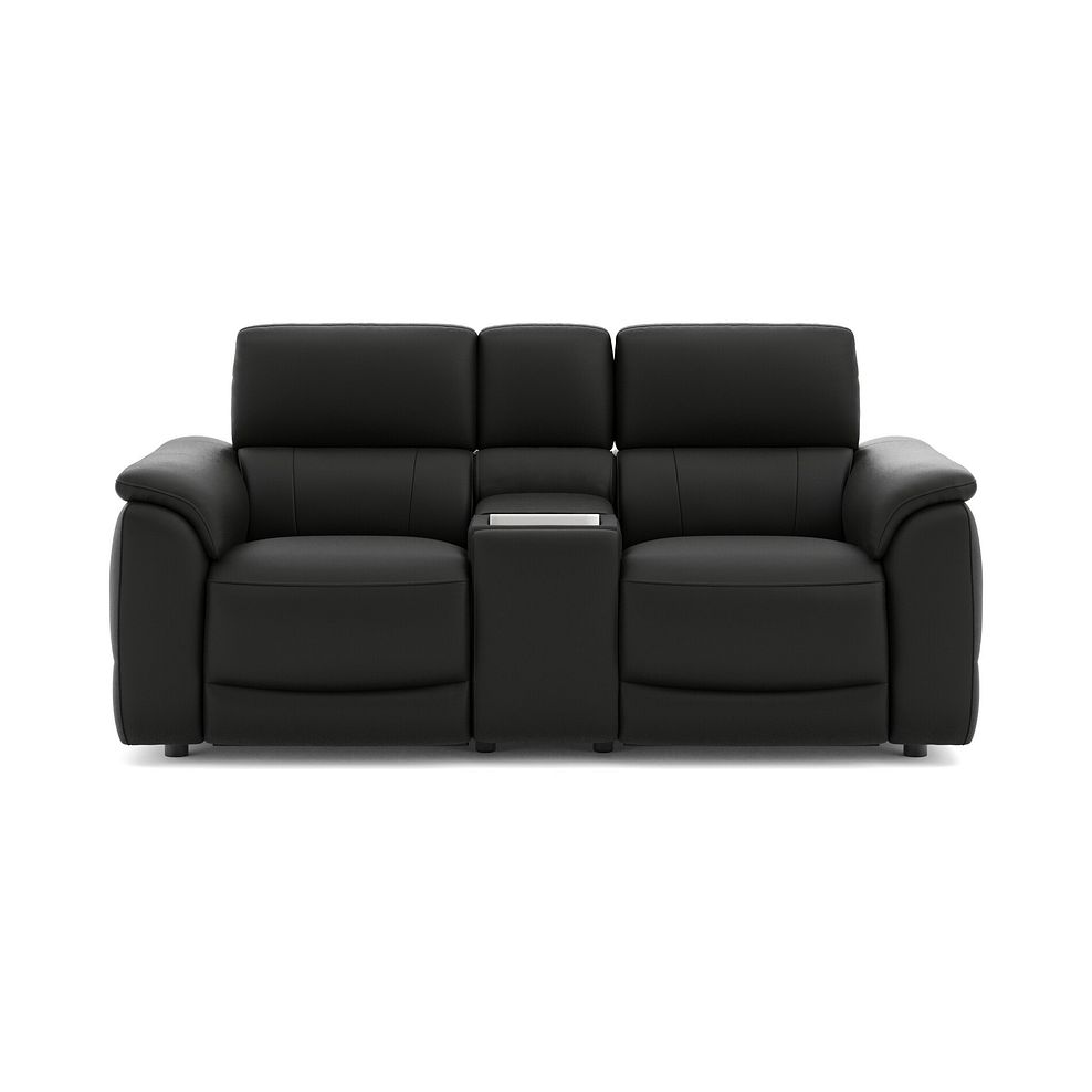 Phoenix 2 Seater Power Recliner Console Sofa with Smart Screen and Speakers in  Jet Black Leather 2