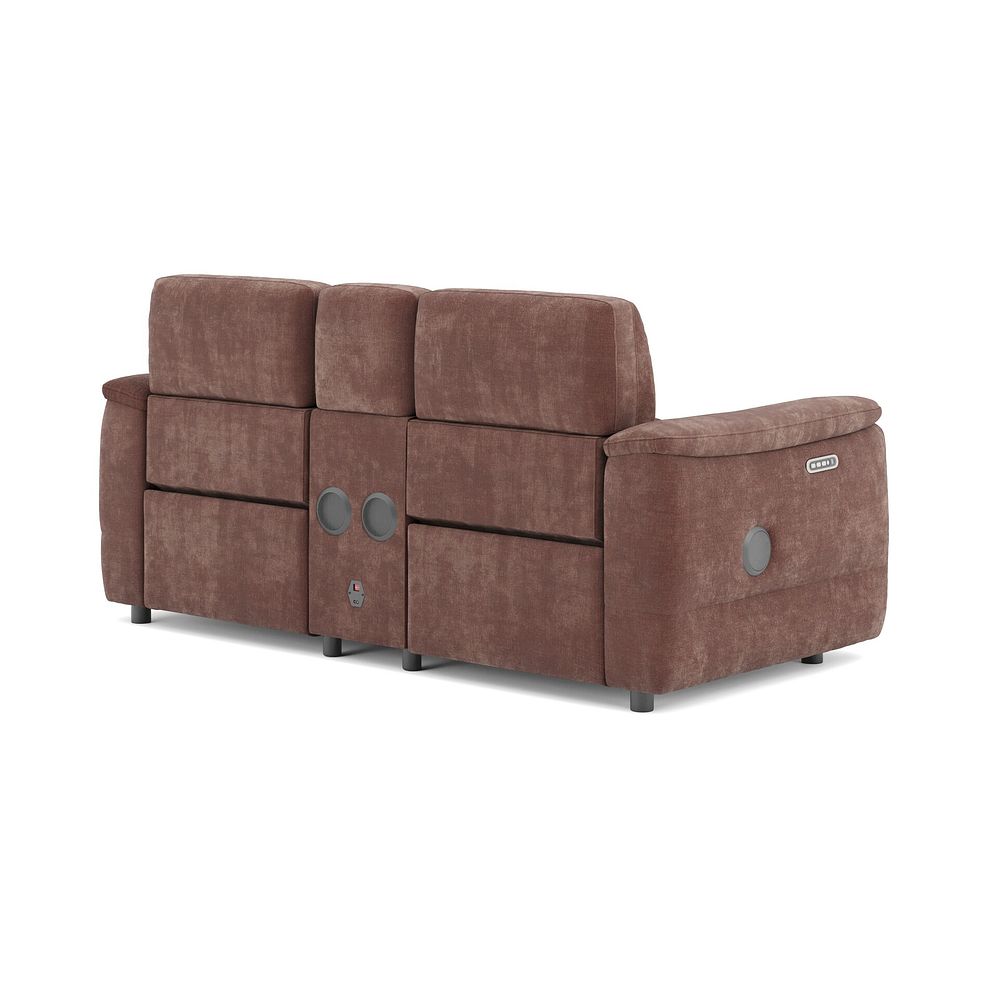 Phoenix 2 Seater Power Recliner Console Sofa with Smart Screen and Speakers in  Manhattan Burnt Sienna Fabric 5