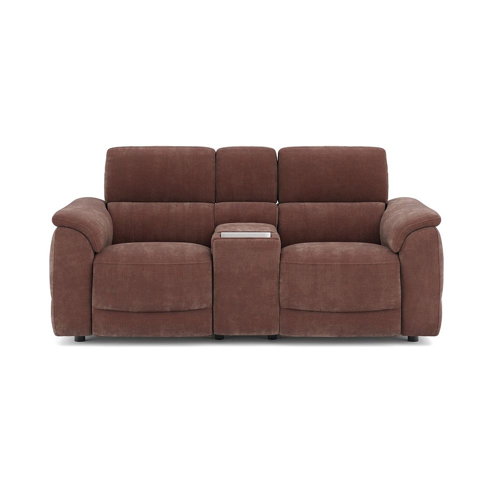 Phoenix 2 Seater Power Recliner Console Sofa with Smart Screen and Speakers in  Manhattan Burnt Sienna Fabric 2