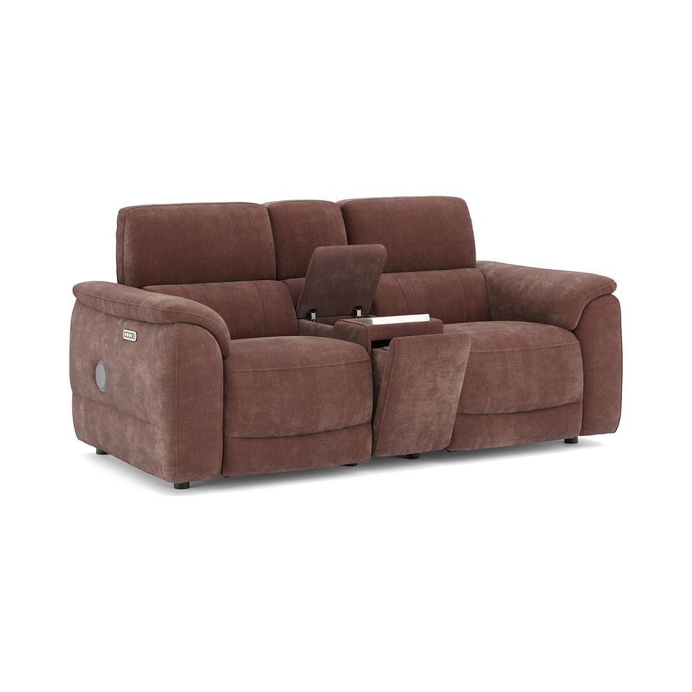 Phoenix 2 Seater Power Recliner Console Sofa with Smart Screen and Speakers in  Manhattan Burnt Sienna Fabric 3