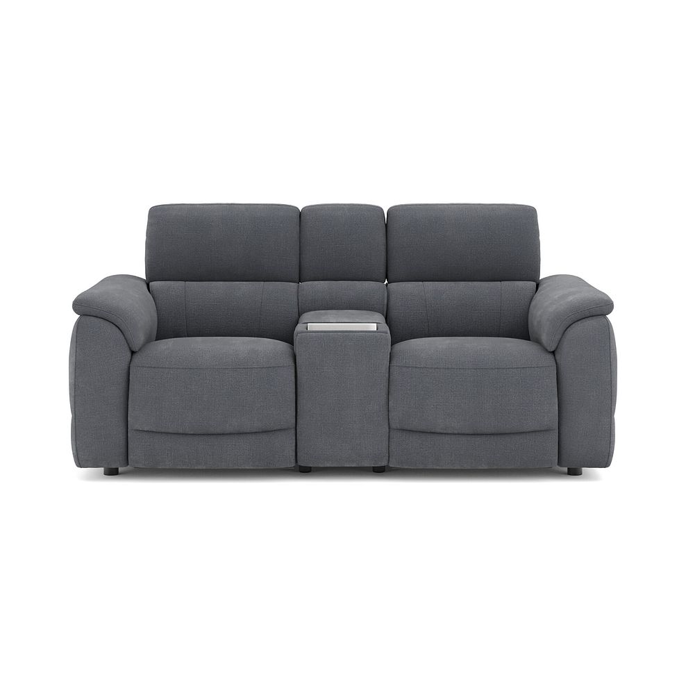 Phoenix 2 Seater Power Recliner Console Sofa with Smart Screen and Speakers in  Manhattan Charcoal Fabric 2