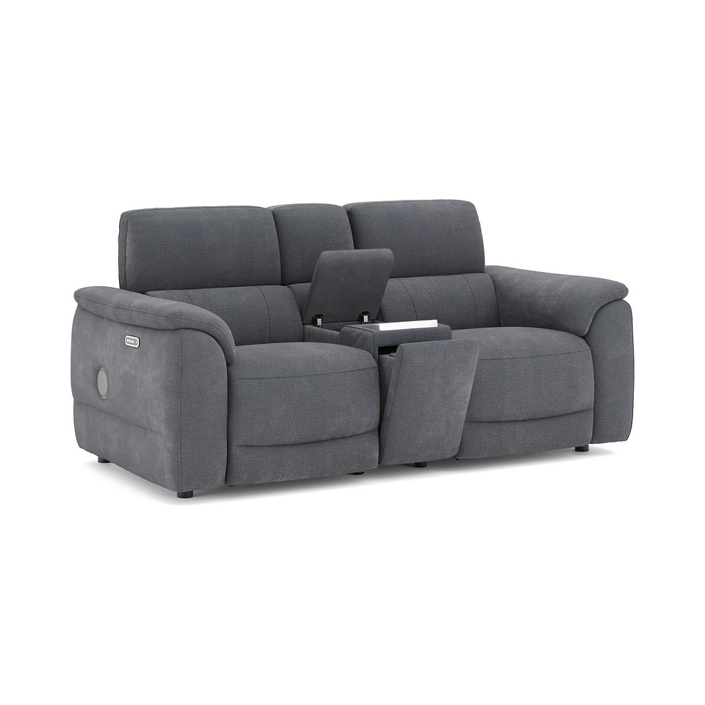 Phoenix 2 Seater Power Recliner Console Sofa with Smart Screen and Speakers in  Manhattan Charcoal Fabric 3
