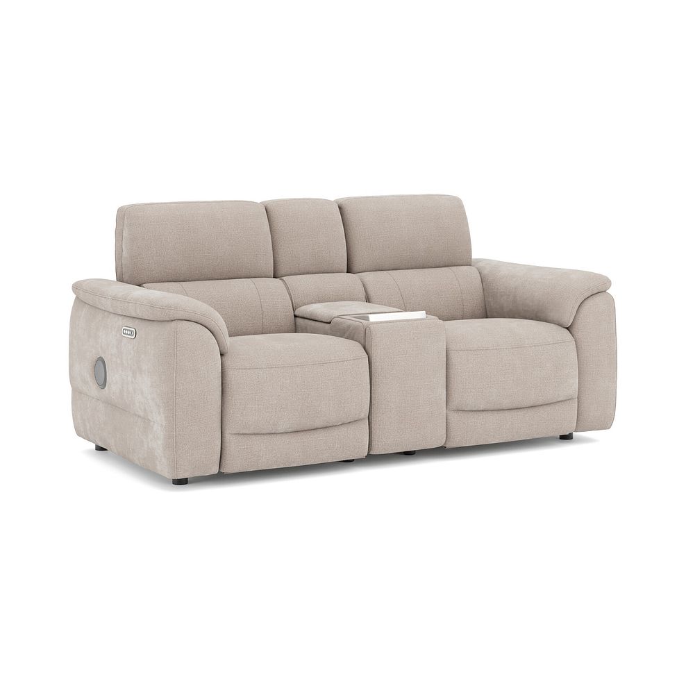 Phoenix 2 Seater Power Recliner Console Sofa with Smart Screen and Speakers in  Manhattan Cotton Fabric 1