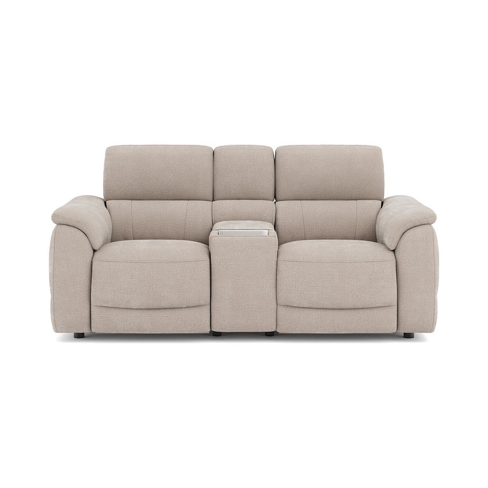 Phoenix 2 Seater Power Recliner Console Sofa with Smart Screen and Speakers in  Manhattan Cotton Fabric 2