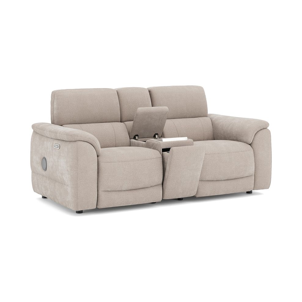 Phoenix 2 Seater Power Recliner Console Sofa with Smart Screen and Speakers in  Manhattan Cotton Fabric 3
