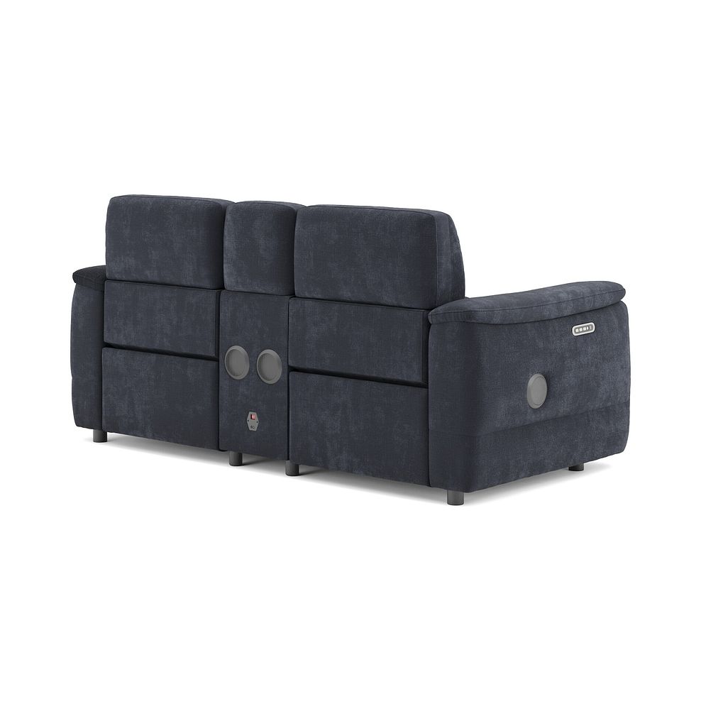 Phoenix 2 Seater Power Recliner Console Sofa with Smart Screen and Speakers in  Manhattan Indigo Fabric 5