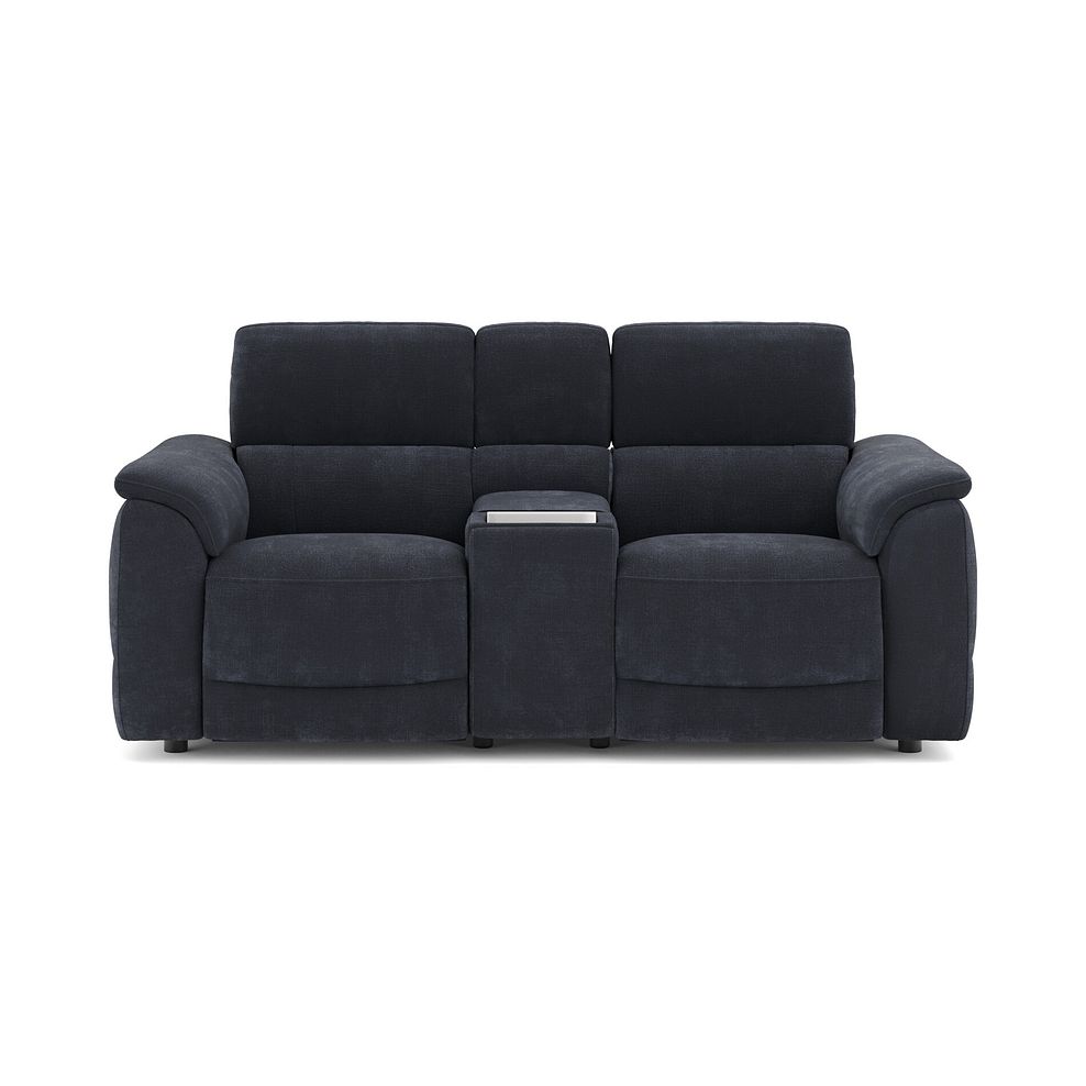 Phoenix 2 Seater Power Recliner Console Sofa with Smart Screen and Speakers in  Manhattan Indigo Fabric 2