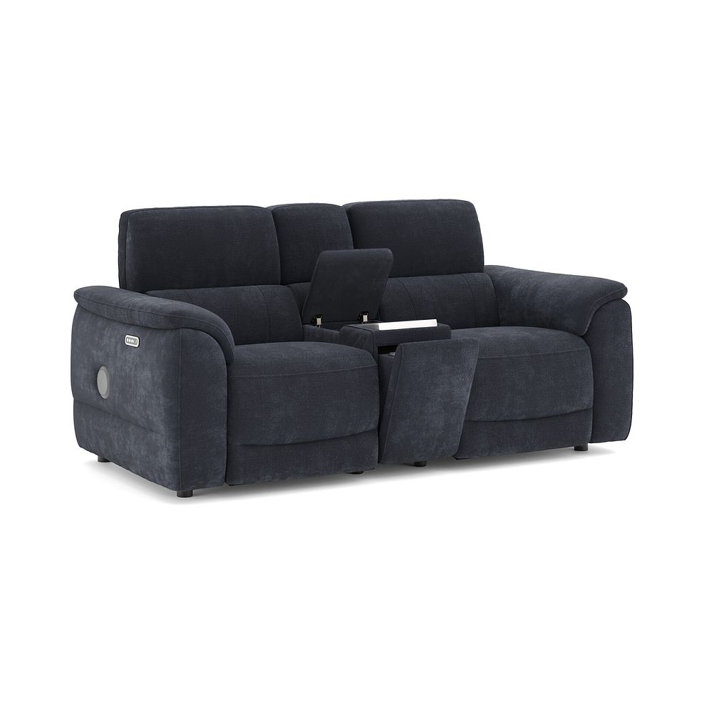 Phoenix 2 Seater Power Recliner Console Sofa with Smart Screen and Speakers in  Manhattan Indigo Fabric 3